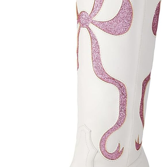 Women's Cowgirl Boots Leather Tall Western Boots Almond Toe Chunky Heel - Picture 1 of 6